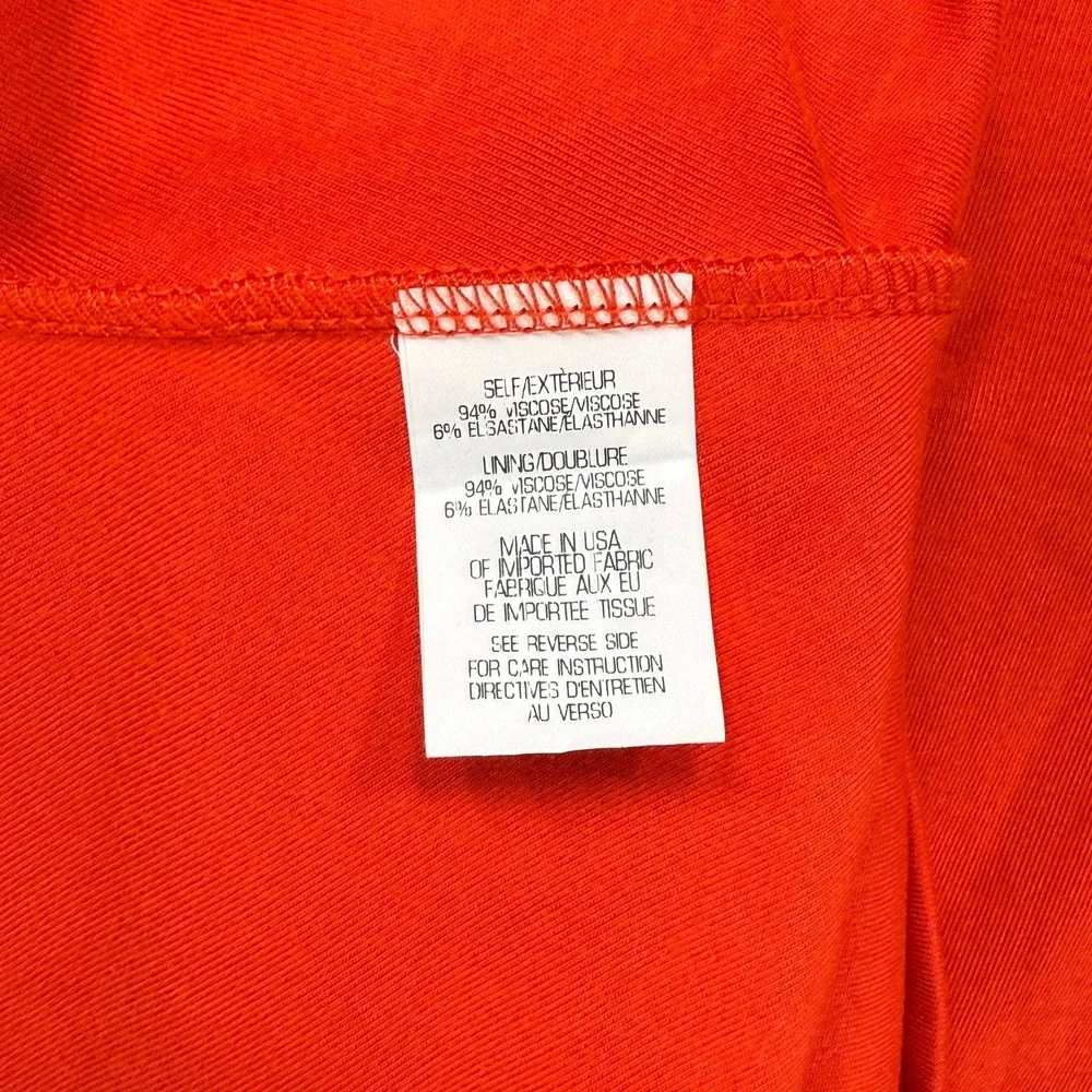 Theory Fit & Flare Dress Orange Black Stretch Short‎ Sleeve Casual Size M